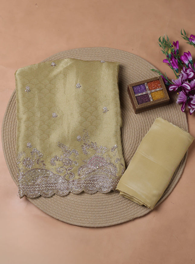 Pale yellow Tissue Organza Embroidery Unstitched Suit