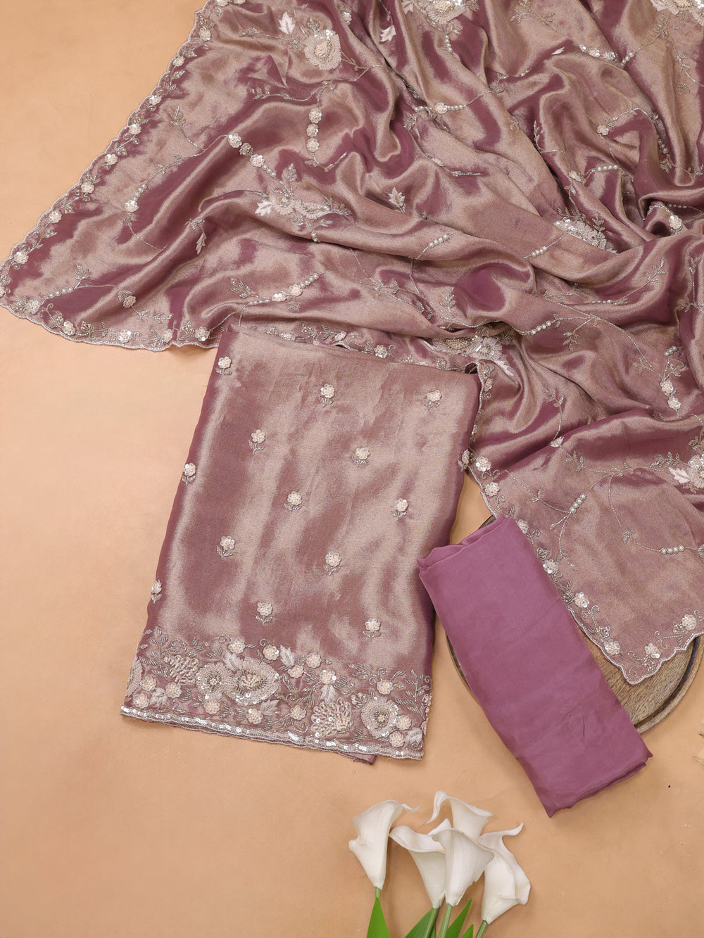 Mild Lavender Embroidery Unstitched Suit